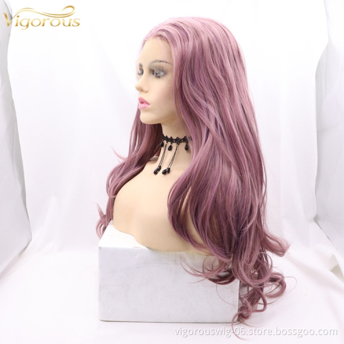 Vigorous mono long premium high quality straight wholesale black women synthetic hair wigs with lace fro